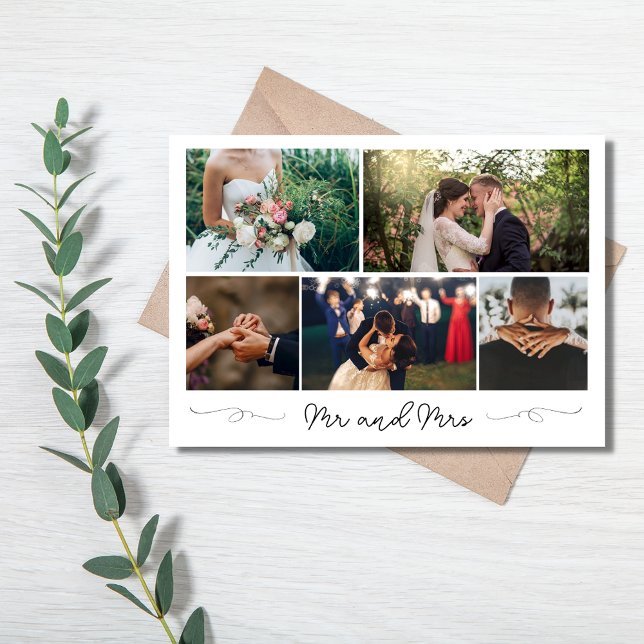 Carte De Remerciements Remerciement de mariage moderne en collage photo (Créateur téléchargé)