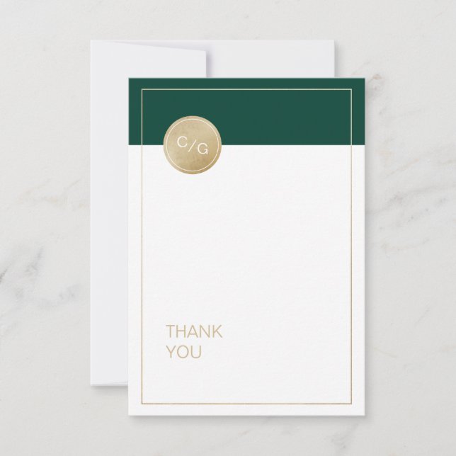 Carte De Remerciements Remerciement de mariage moderne minimaliste vert é (Devant)