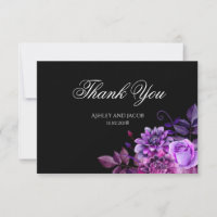 Remerciement de mariage noir Fleur florale Fleurs