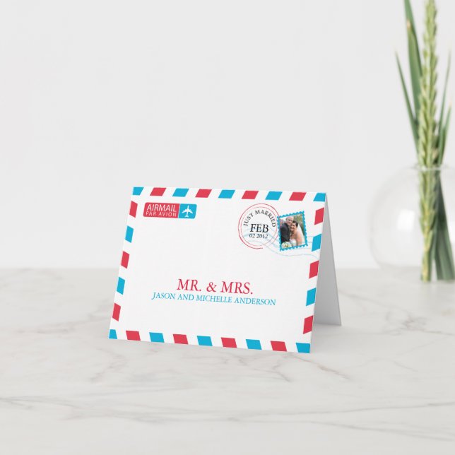 Carte De Remerciements Remerciement de mariage par avion (Devant)
