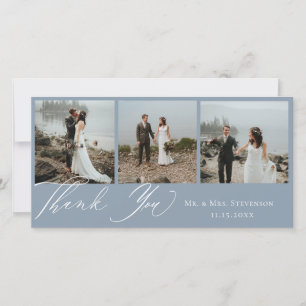 Carte De Remerciements Remerciement de mariage photo botanique bleu pouss