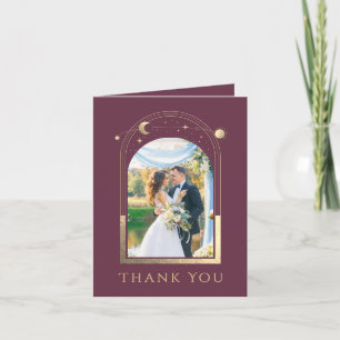 Carte De Remerciements Remerciement de mariage photo céleste Plum Gold