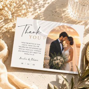 Carte De Remerciements Remerciement de mariage photo d'arche moderne uniq