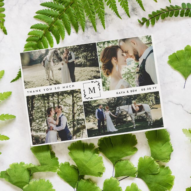 Carte De Remerciements Remerciement de mariage pour 4 photos personnalisé (Créateur téléchargé)
