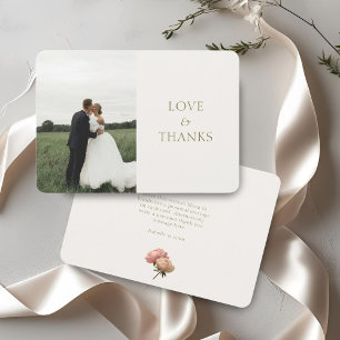 Carte De Remerciements Remerciement de mariage Rose   Blanc cassé