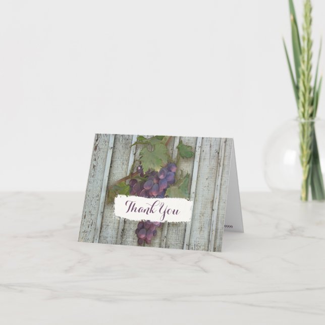 Carte De Remerciements Remerciement de mariage rustique campagne vin vign (Devant)