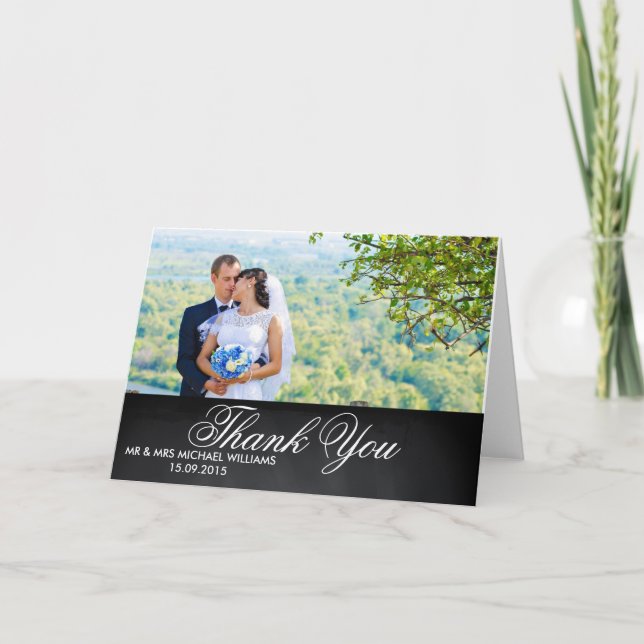 Carte De Remerciements Remerciement de mariage rustique écriture blanche (Devant)