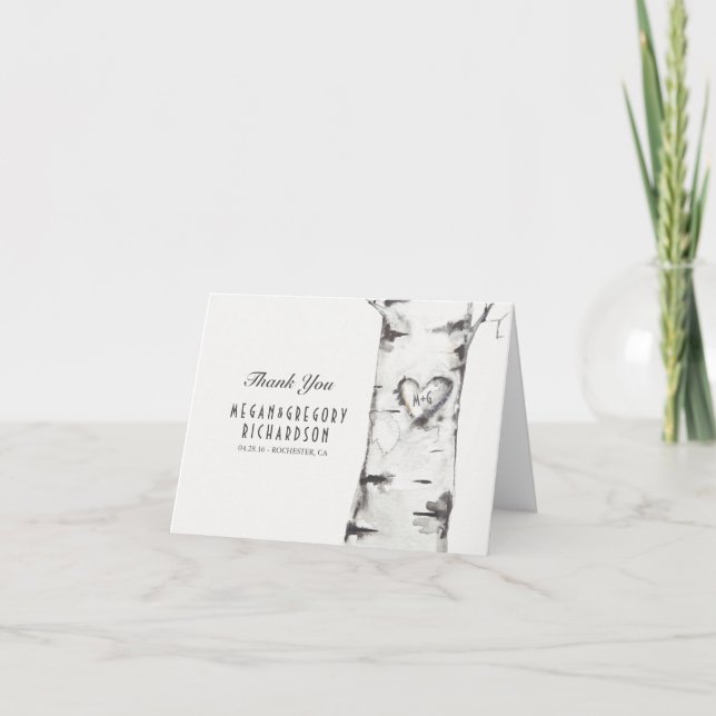 Carte De Remerciements Remerciement de mariage rustique en cœur de boulea (Devant)