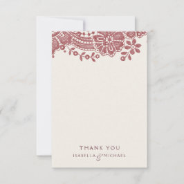 Carte De Remerciements Remerciement de mariage rustique en dentelle de Bo