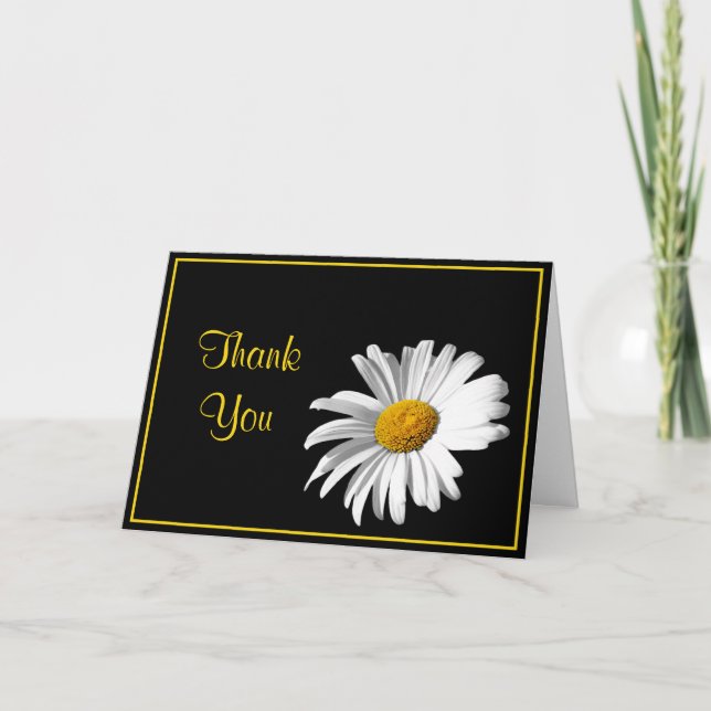Carte De Remerciements Remerciement de mariage Shasta Daisy Black Gold (Devant)