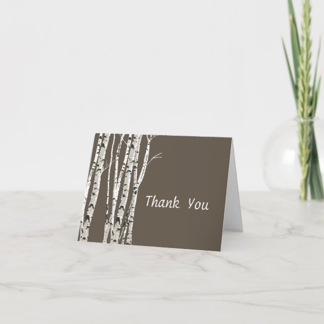Carte De Remerciements Remerciement de mariage sous les bouleaux élégants (Devant)