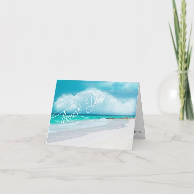 Carte De Remerciements Remerciement de mariage sur la plage (Devant)
