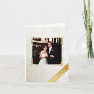Carte De Remerciements Remerciement de photo de mariage élégant en Damas