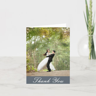 Carte De Remerciements Remerciement de photo de mariage personnalisé vert