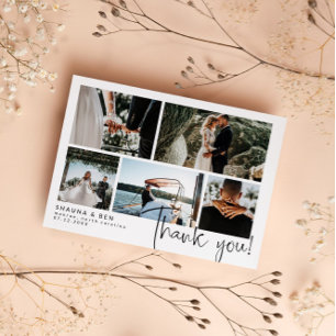 Carte De Remerciements Remerciement de photo de mariage simple moderne