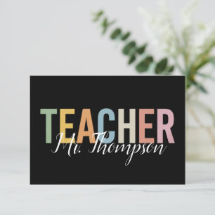 Carte De Remerciements Remerciement de professeur personnalisé pour la re