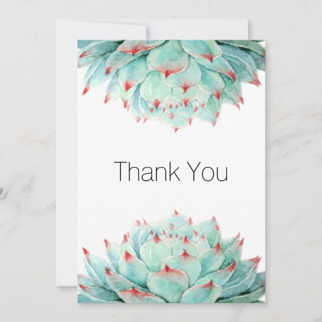 Carte De Remerciements Remerciement de succulentes à l'aquarelle moderne (Devant)