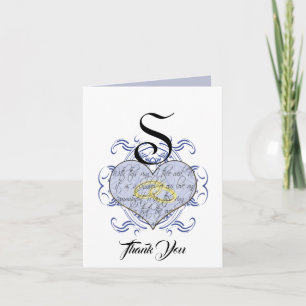 Carte De Remerciements Remerciement de vœu de mariage Monogram Heart