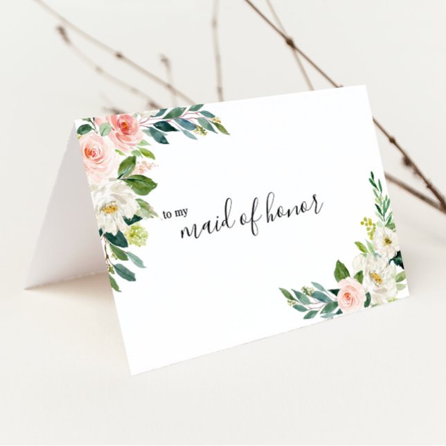 Carte De Remerciements Remerciement Demoiselle d'Honneur Fleurs Élégantes (Créateur téléchargé)