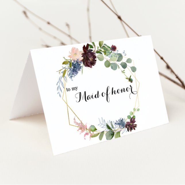 Carte De Remerciements Remerciement Demoiselle d'Honneur Fleurs Verdure B (Créateur téléchargé)