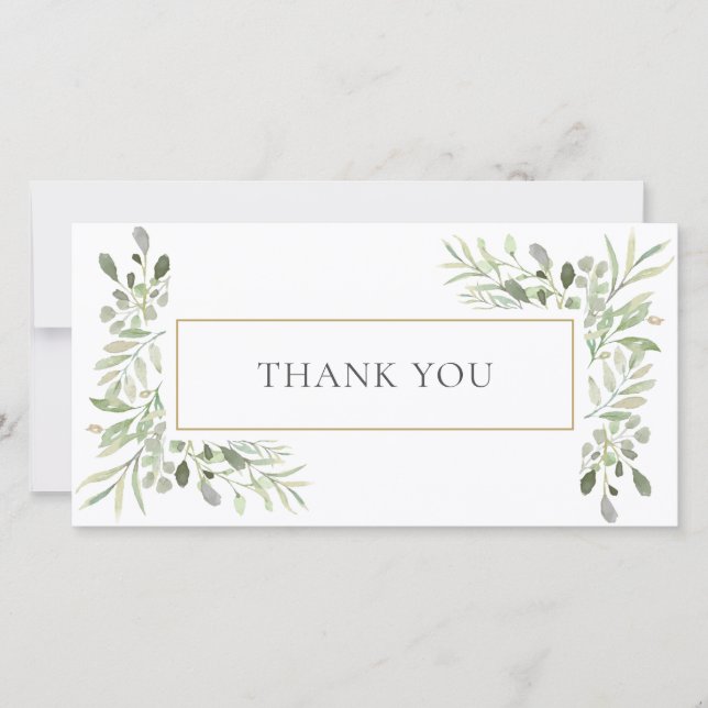 Carte De Remerciements Remerciement élégant à l'eucalyptus verdoyant (Devant)