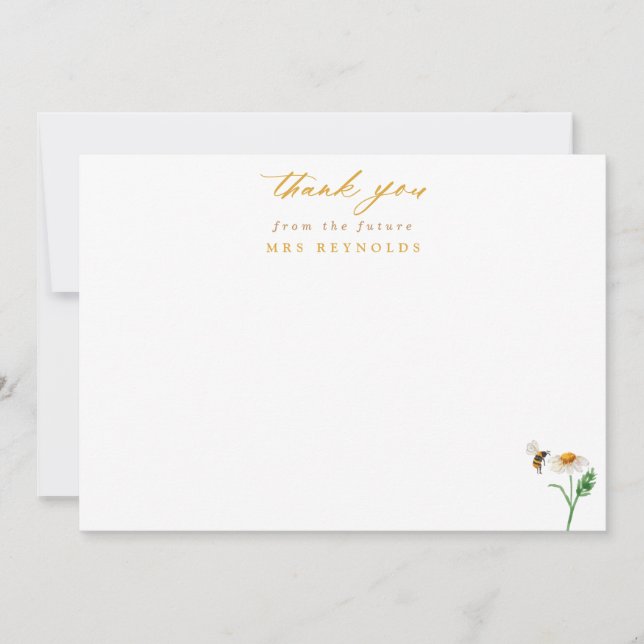 Carte De Remerciements Remerciement Élégant pour Baby Shower Daisy & Bee (Devant)