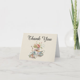 Carte De Remerciements Remerciement élégant pour une fête du thé à l'aqua
