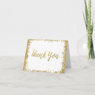 Carte De Remerciements Remerciement en faux strass or blanc