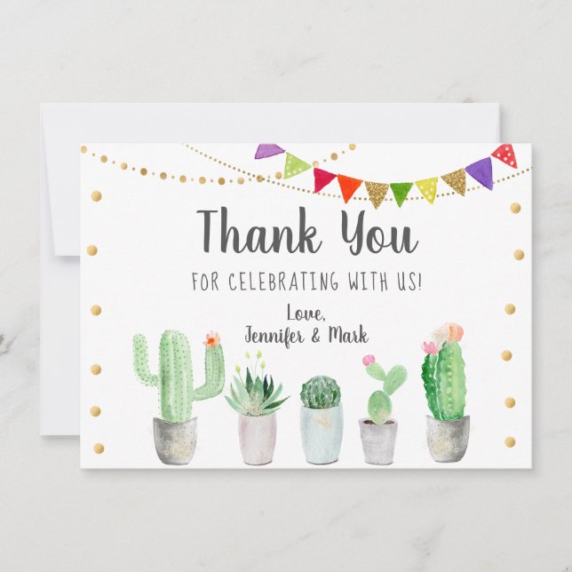 Carte De Remerciements Remerciement Fiesta Cactus pour Enterrement de Vie (Devant)