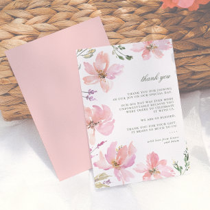 Carte De Remerciements Remerciement Floral à l'Aquarelle de la Mi-Été Mod