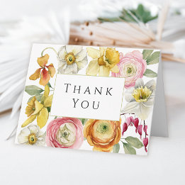 Carte De Remerciements Remerciement floral aquarelle de printemps