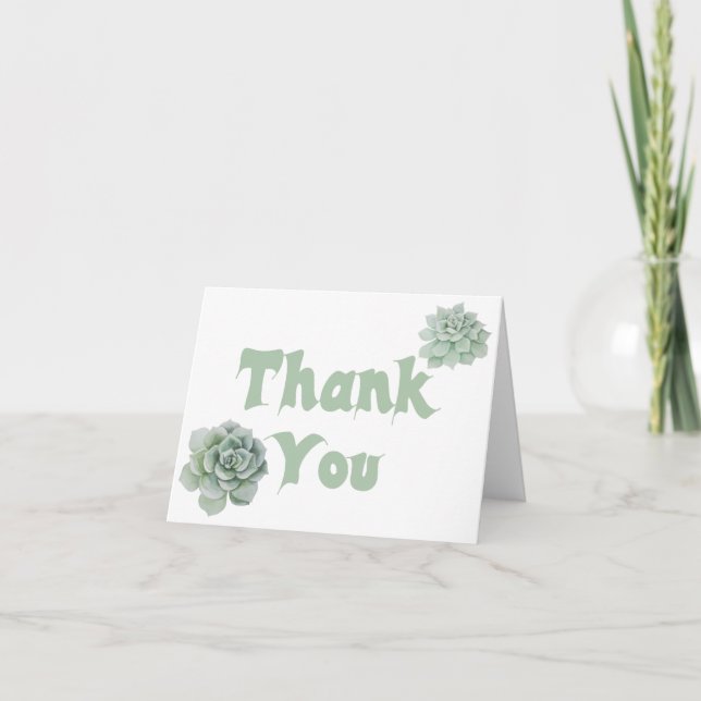 Carte De Remerciements Remerciement floral aquarelle de succulente vert m (Devant)