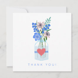 Carte De Remerciements Remerciement floral bleu rustique