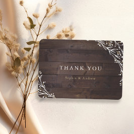 Carte De Remerciements Remerciement floral boho en bois de grange rustiqu