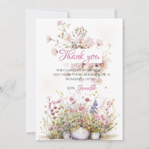 Carte De Remerciements Remerciement Floral Botanique Rose Féerique