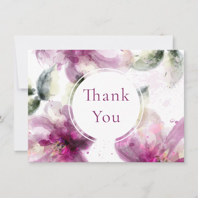 Carte De Remerciements Remerciement floral de lys rose aquarelle (Devant)