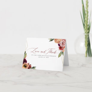 Carte De Remerciements Remerciement floral orange et bordeaux rouge