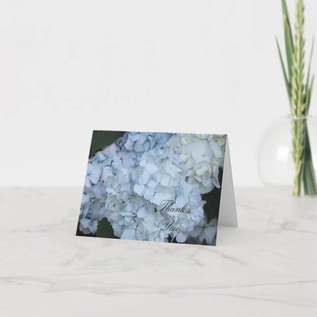 Carte De Remerciements Remerciement Hortensia Bleu (Devant)