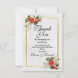 Carte De Remerciements Remerciement Mariage Engagement Rouge Or Festif