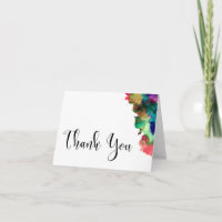 Remerciement Mariage Noir Type Aquarelle Colorée 3