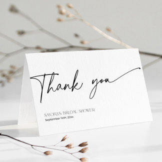 Carte De Remerciements Remerciement minimaliste de mariage noir et blanc