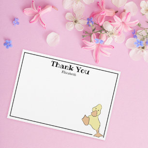 Carte De Remerciements Remerciement personnalisé de caneton mignon