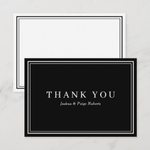Carte De Remerciements Remerciement Personnalisé Élégant Noir et Blanc Mi