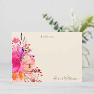 Carte De Remerciements Remerciement Personnalisé Élégant Rose Floral pour