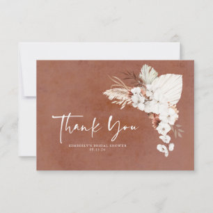 Carte De Remerciements Remerciement petit format Bohème Fleurs Terre Cuit