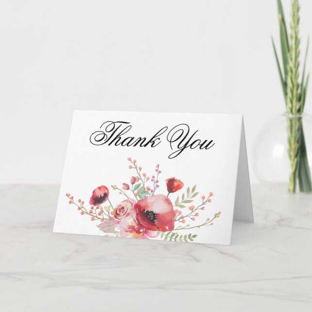 Carte De Remerciements Remerciement Poppy Boho (Devant)