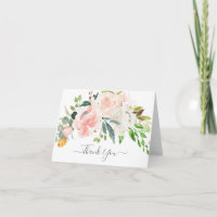 Remerciement pour Baby Shower Blush & Fleurs Roses