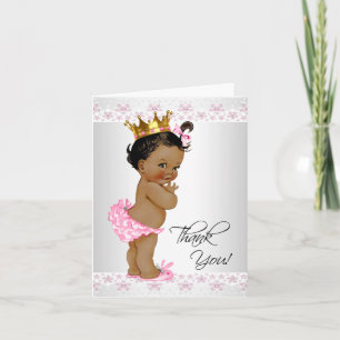 Carte De Remerciements Remerciement pour Baby Shower de Bébé Fille Afro-A