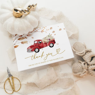 Carte De Remerciements Remerciement pour Baby Shower Fall Red Truck Pumpk