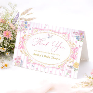 Carte De Remerciements Remerciement pour Baby Shower Fille de Jardin Coqu